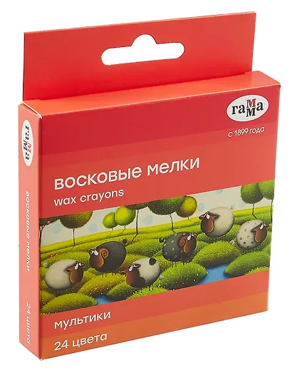 Мелки восковые 24 цветов "Мультики", Гамма - фото 2