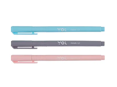 Ручки шариковые синие 12шт "Hatch" 0,7мм, масляные чернила, ассорти, Yoi - фото 5