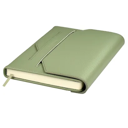 Ежедневник недат. А5 160л "Наппа экстра" оливковый, иск.кожа, тв.переплет, блинт.тиснение, офсет, ляссе - фото 2