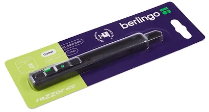 Нож канцелярский 9мм "Razzor 400" черное лезвие, auto-lock, металл. направл., Berlingo - фото 4