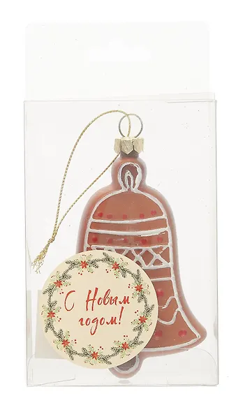 Новогоднее подвесное украшение Пряничный Колокольчик (пластик) (ПВХ бокс) (9см) (12-09305-N12) - фото 3