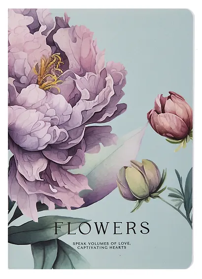 Тетрадь «Peony», 40 листов в клетку, фиолетовый, скрепка - фото 1