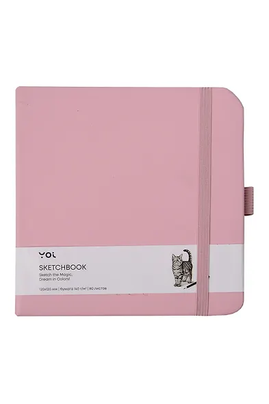 Скетчбук 12*12 80 листов, розовый, 140г/м2, слоновая кость, Yoi - фото 5