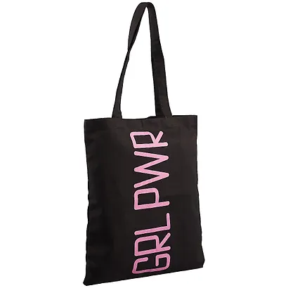 Сумка-шоппер Girl power черная, текстиль, 40см.*32см., с 2 ручками - фото 2