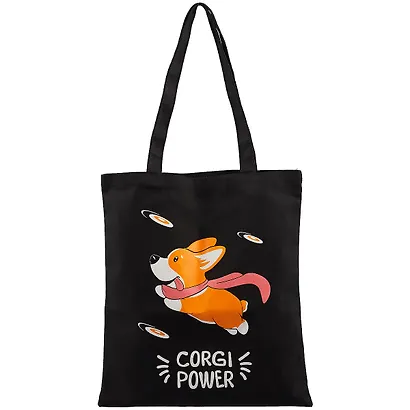 Сумка-шоппер Корги.Corgi power черная, текстиль, 40см.*32см., с 2 ручками - фото 1