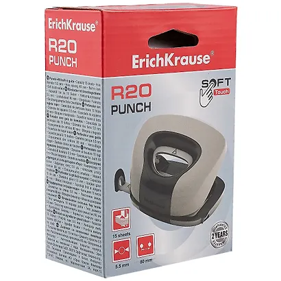 Дырокол 15 листов "R20", Soft touch, черный, к/к - фото 3