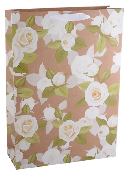 Пакет А3 33*46*10 "Белые розы" жен., бум., мат.плёнка - фото 1