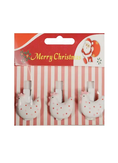 Набор прищепок декоративных, 3 шт, полистоун,символ года - фото 1