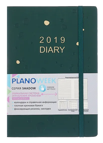 Плановик A5, 288с., полудатир.Expert Complete Shadow к/з, зеленый, на резинке - фото 1
