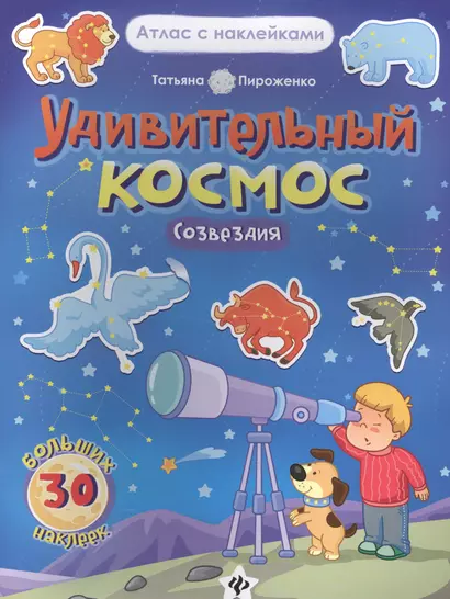 Удивительный космос. Созвездия. Книга-атлас. 30 больших наклейки - фото 1