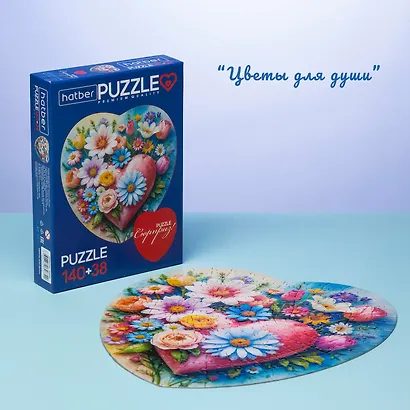 Пазл 140+38 Premium А4ф   Два сердца Цветы для души 2 картинки в 1 коробке  в Смарт-упаковке - фото 4