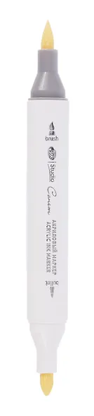 Маркер акриловый "Сонет" лимонный светлый, двусторонний, перо кисть/пуля - фото 2