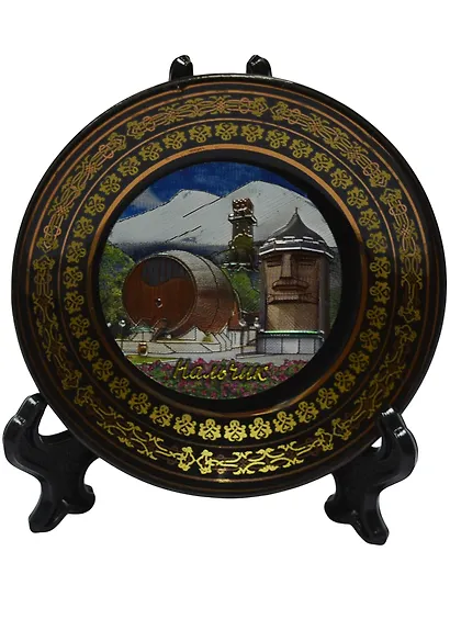 Магнит-тарелка Нальчик Бочка (фарфор цв.черный) (D7) (026-7BL-143K1) - фото 1