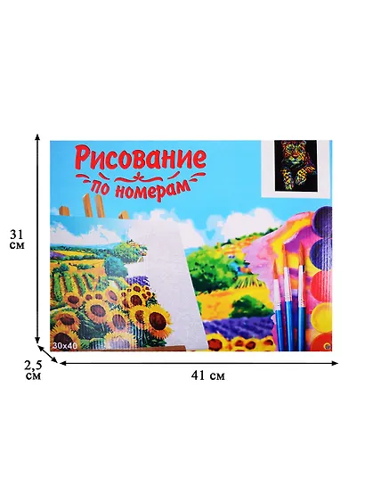 Набор для творчества Рыжий кот Холст с красками 30х40см по номерам. (16 цв.) Яркий леопард Х-6808 - фото 3