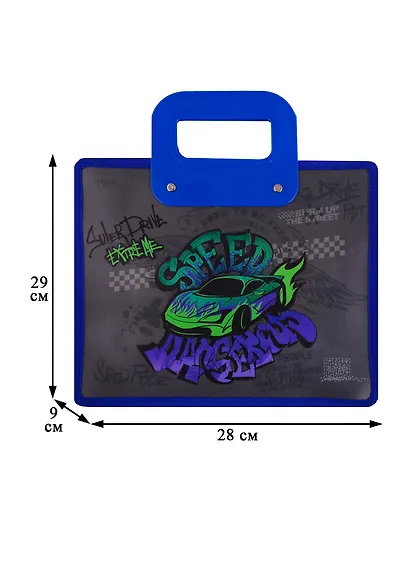Папка для тетрадей А4 "Street Racing" 33,5*26, молния, ручки, расширение, пластик+текстиль - фото 2