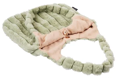 Сумка-шоппер с объёмной ручкой (зеленая) (плюш) (35х35см) - фото 4