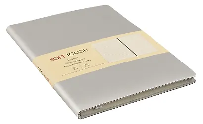 Книга для записей А5 80л "SOFT TOUCH. Серебро" интегр.обл., иск.кожа, офсет 70г/м2, тонир.комбин.блок (в лин., точку, без лин.), скругл.углы, цв.форзацы, цв.торец, ляссе, инд уп. - фото 2
