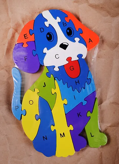 Игра, Деревянные пазлы-фигуры с цифрами и английским алфавитом Собака 11-02203-N-6 - фото 3