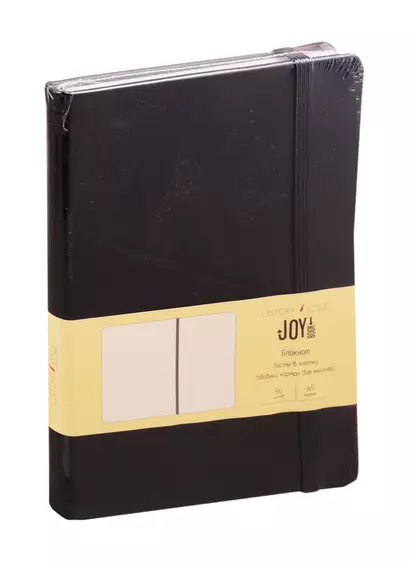 Книга для записей А5 96л кл. "JOY BOOK. Черный уголь" 7БЦ, иск.кожа, тонир.офсет, скругл.углы, ляссе - фото 1