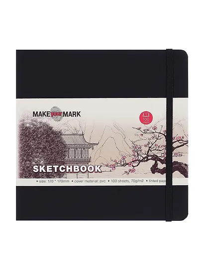 Книга для записей 17*17 100л кл. "Make your mark" черн.тв.переплет, тонир.блок, резинка, ляссе, инд.уп. - фото 6