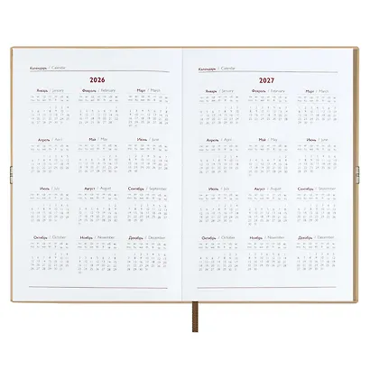 Ежедневник дат. 2026г. А5 176л "Тиволи глосс" бежевый, кожзам, мягк. переплет, застёжка-резинка, блинт.тиснение, офсет, справ.мат-лы, ляссе, инд.уп - фото 7