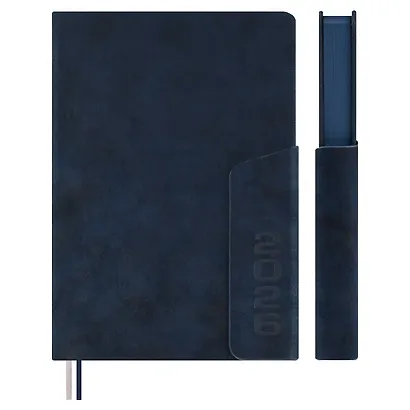 Ежедневник дат. 2026г. А5 176л "Тиволи глосс" синий, кожзам, тв.переплет, блинт.тиснение, офсет, справ.мат-лы, закругл.углы, 2 ляссе, инд.уп - фото 2