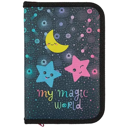 Пенал школьный 1отд. "Космос" 21*14см, молния, откидной клапан - фото 2