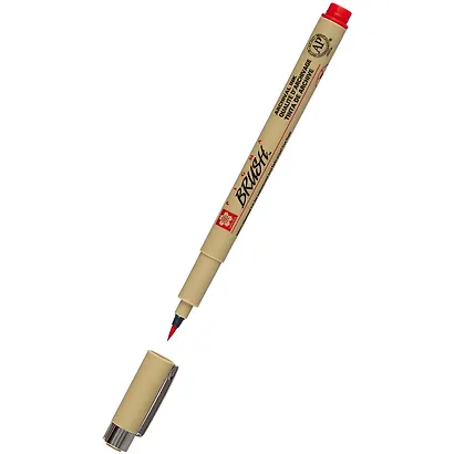 Ручка-кисточка капиллярная Pigma Brush Красный, Sakura - фото 2