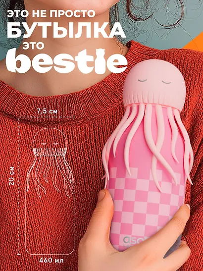 Бутылка для холодных и горячих напитков Asobu Bestie Медуза (460 мл) (69759) - фото 7