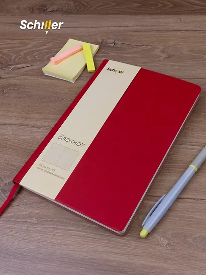 Книга для записей А5, 100 листов в клетку, красная, Schiller - фото 7