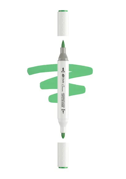 Маркер акриловый "Сонет" зелёный, двусторонний, перо кисть/пуля - фото 1