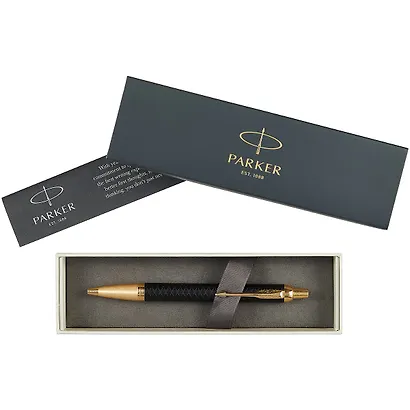 Ручка подарочная шариковая синяя, IM Premium Black/Gold GT, Parker - фото 7