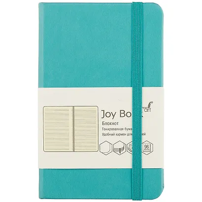 Записная книжка А6- 96л лин. "JOY BOOK. Бирюзовый" 7БЦ, иск.кожа, тонир.форзац, тонир.блок 70гр/м2, скругл.углы, сшит.блок, ляссе, резинка, карман на задн.форзаце - фото 1