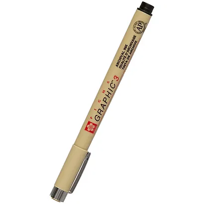 Капиллярная ручка «Pigma Graphic 3», Sakura, чёрная - фото 1