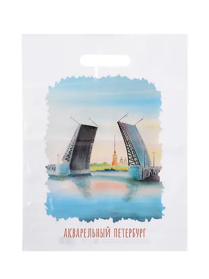 Пакет упаковочный "Акварельный Петербург" 30*40, выруб.ручка, Чайка, п/э - фото 1