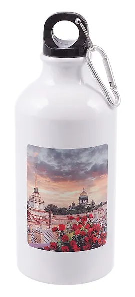 Бутылка с карабином СПб В Петербурге хочется потерять себя (металл) (500мл) (БМ2025-45) - фото 1