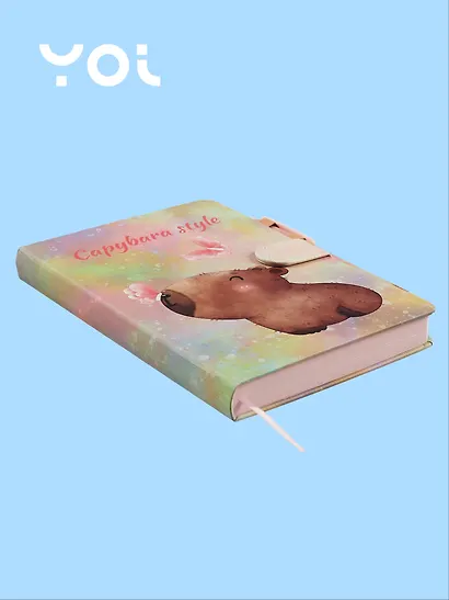 Набор канцелярский Yoi, "Капибара с цветочком", книга для записей и ручка шариковая - фото 3