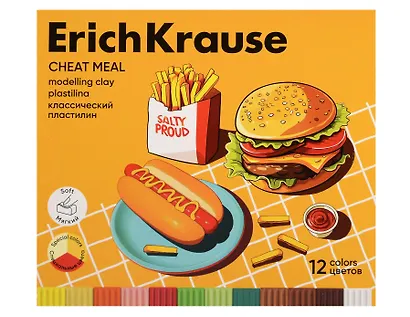 Пластилин 12цв 216гр "Cheat Meal" к/к., стек, ERICH KRAUSE - фото 1