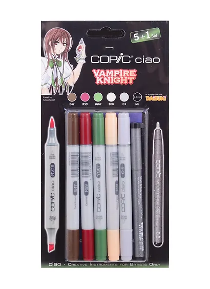Набор маркеров Copic Ciao "Рыцарь-вампир", 5 цветов + мультилинер 0.3 мм - фото 4