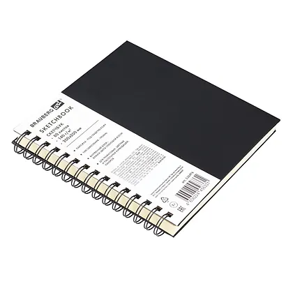 Скетчбук 200*200, 80 листов "Croco" черный, 140г/м2, слоновая кость, кожзам, гребень - фото 4