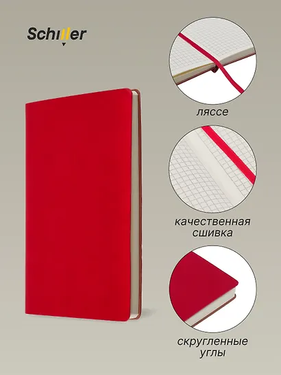 Книга для записей А5, 100 листов в клетку, красная, Schiller - фото 2