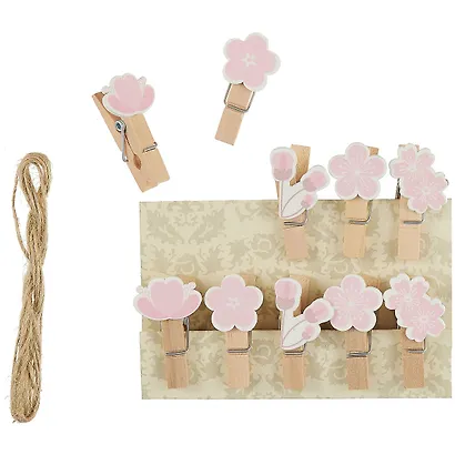 Прищепки декоративные с веревкой "Сакура", 10 штук - фото 2