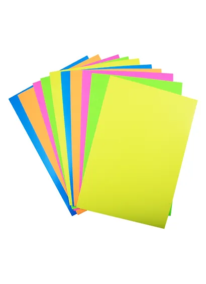Картон цветной 05цв 10л А4 мелованный, флюоресцентный, карт.папка - фото 3