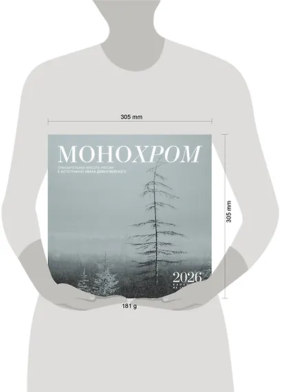 Монохром. Пронзительная красота России в фотографиях Ивана Дементиевского. Календарь настенный на 16 месяцев на 2026 год (300х300 мм) - фото 6