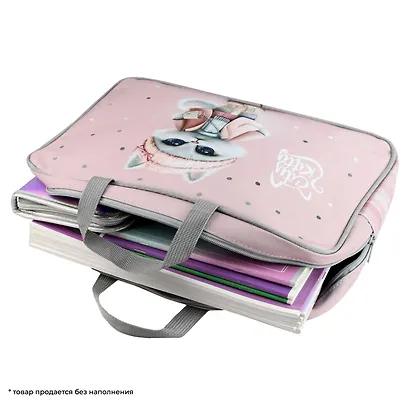 Папка для тетрадей А4+ "КОШЕЧКА В ПАЛЬТО" 34,5*26*7см, полиэстер, водоотталкив. ткань, молния - фото 4