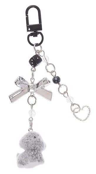 Брелок Собачка-пушистик с бантиком и подвесками (ПВХ) - фото 2