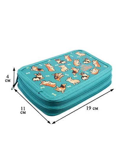 Пенал 2отд. Корги паттерн 19*11, молния, лам.картон, Оникс - фото 2