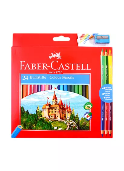 Карандаши цветные Faber-Castell, 24 цвета с точилкой - фото 1