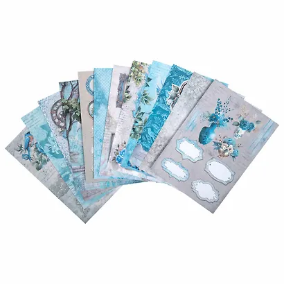 Бумага для скрапбукинга 15х21 см "В лазурных тонах", двусторонняя, 12 листов, 240 г/м2 - фото 4