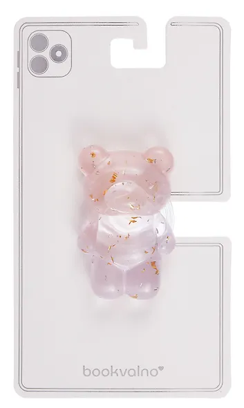 Попсокет Мишка перламутр с блестками (ПВХ) (6,5 см), Bookvalno - фото 2